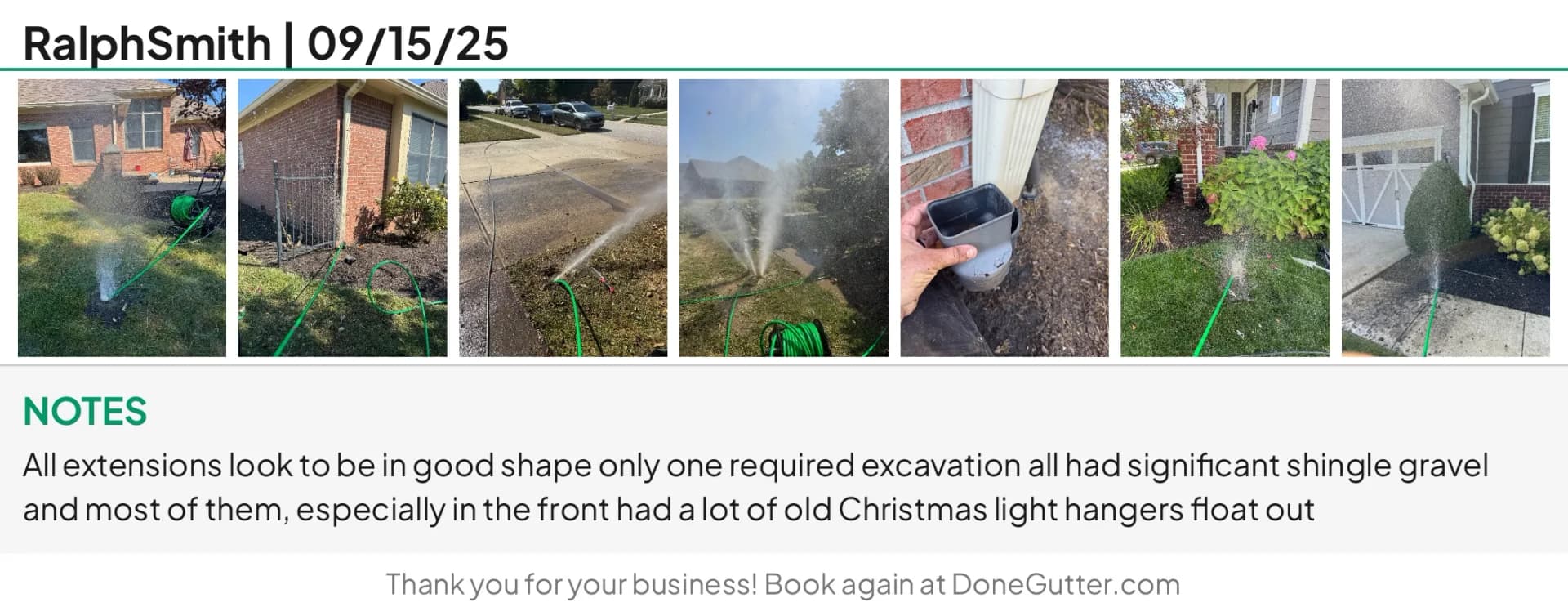 Example verification photo collage sent after downspout jetting service