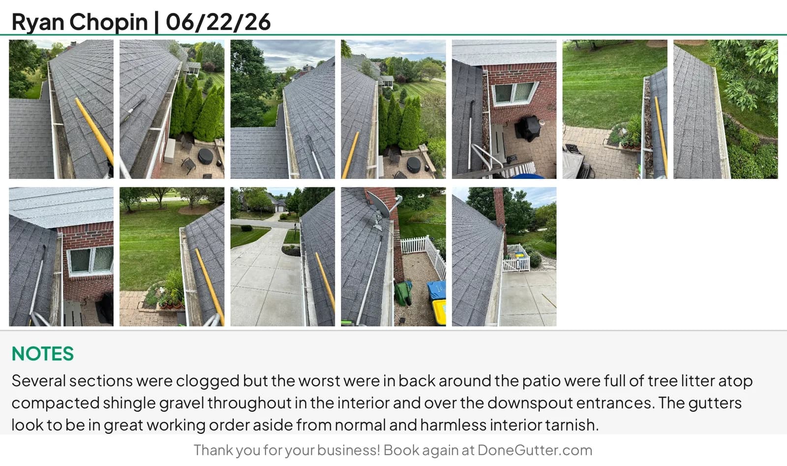 Sample verification photo collage from a completed gutter cleaning job